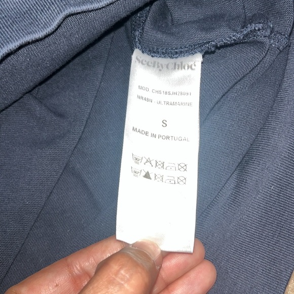 See by Chloe Navy Broderie Anglaise Sweatshirt Ultramarine Navy Blue Small - Picture 9 of 9